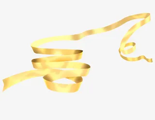 节日用金色折叠放置的彩带免抠