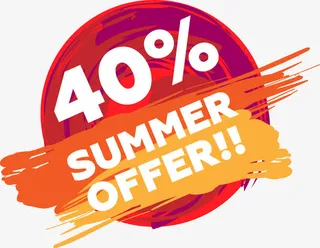 夏日毛笔笔触标签免抠