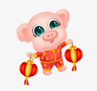 猪年卡通可爱猪免抠
