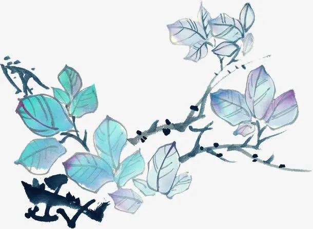 手绘小清新装饰树枝免抠