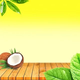 清新椰子片黄色渐变PSD分层主图背景素材高清
