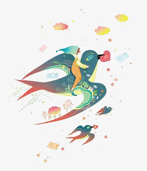 水彩燕子免抠