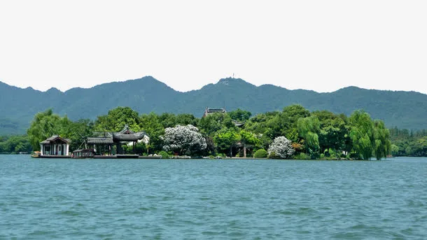 清澈的西湖湖面免抠