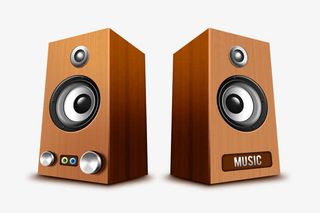 手绘棕色立体音响免抠