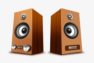 手绘棕色立体音响免抠