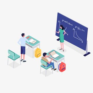 2.5D上课教室矢量图免抠