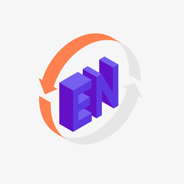 立体紫色语言切换卡通图标免抠