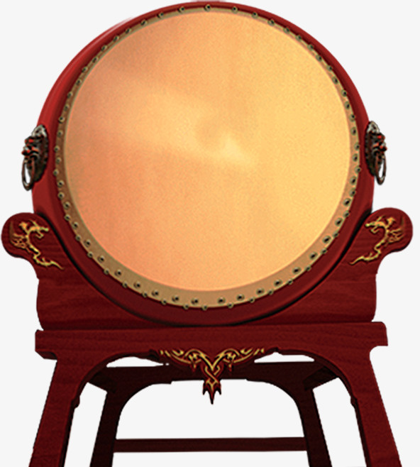 古代钟鼓红色鼓钟打鼓战功打仗免抠