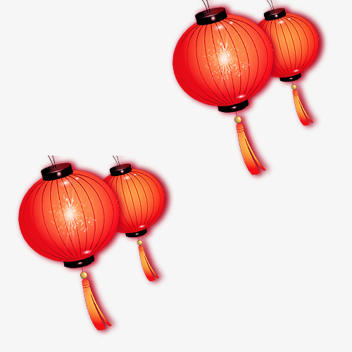 红色新年灯笼上的光晕免抠