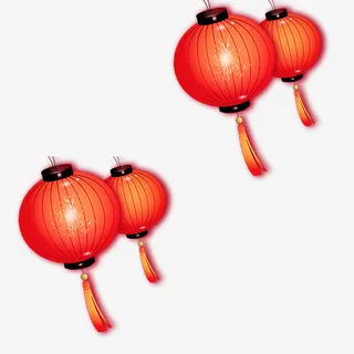 红色新年灯笼上的光晕免抠