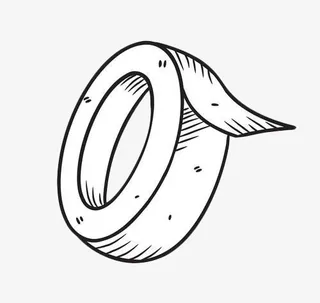 黑色线条手绘胶纸免抠