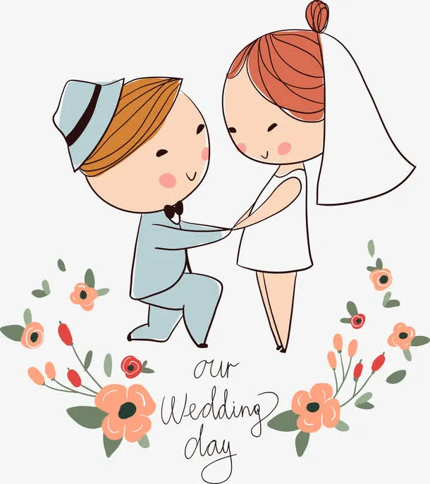 矢量卡通婚礼人物免抠