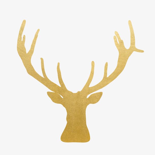 圣诞节金色渐变麋鹿角免抠素材免抠