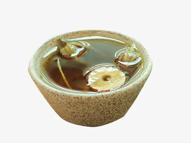 瓷碗里的姜茶素材免抠