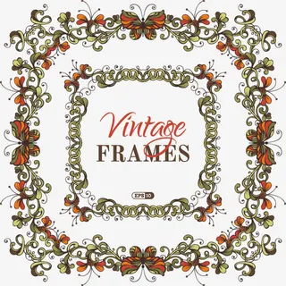 民族风抽象花草边框矢量素材免抠