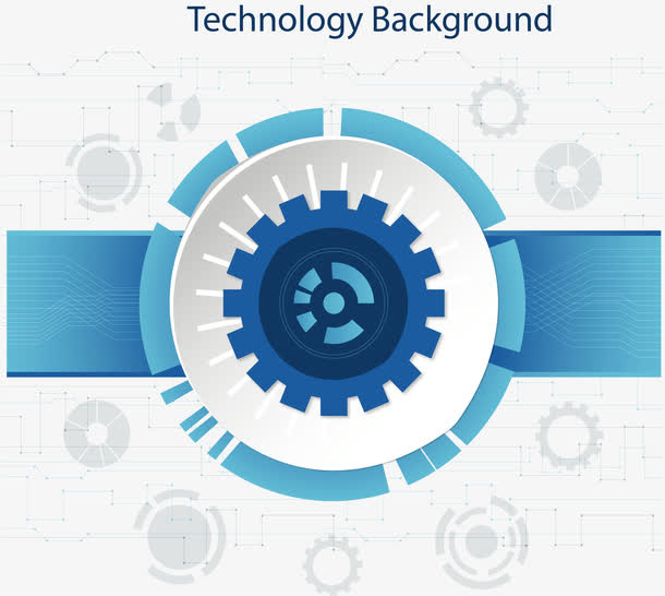 蓝色科技感齿轮花纹免抠