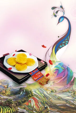 七彩玫瑰鲜花饼海报背景素材高清