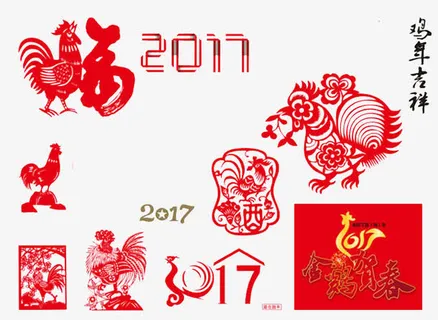 鸡年剪纸元素免抠 鸡年剪纸元素免抠