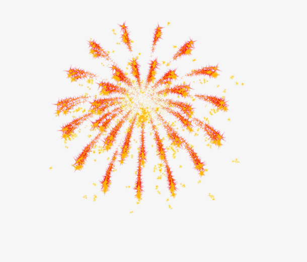矢量绽放红黄烟花免抠