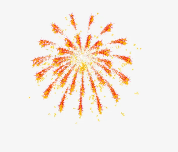 矢量绽放红黄烟花免抠
