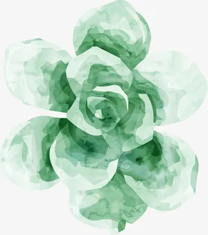 绿色手绘花朵免抠