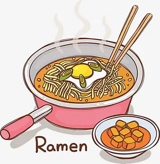 美味泡面手绘图免抠
