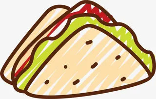 黄色手绘卡通三明治免抠