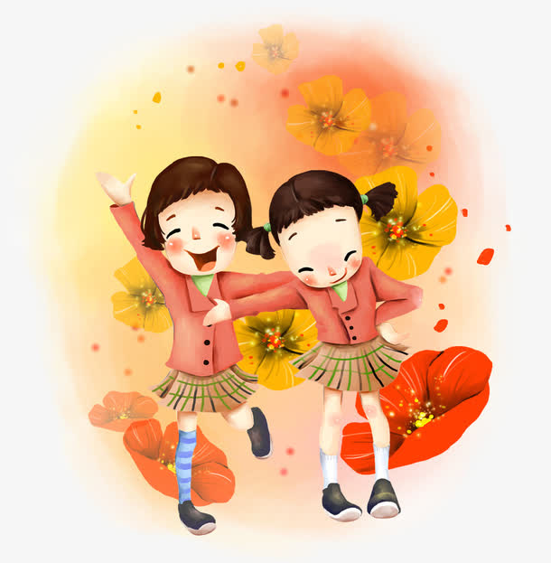 手绘学生韩国卡通插画免抠