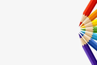 右侧对称彩色铅笔免抠