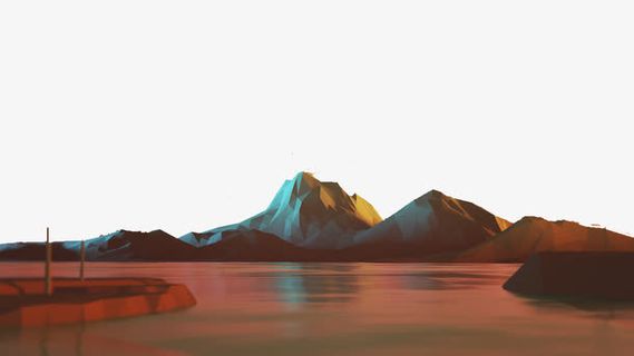 卡通3D山丘湖面免抠