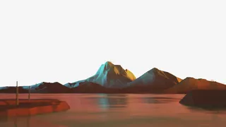 卡通3D山丘湖面免抠