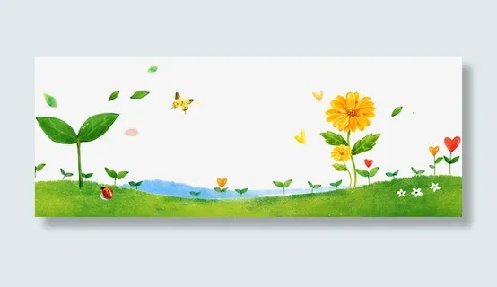 春天草地嫩芽鲜花背景