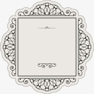 欧式米色花纹边框免抠