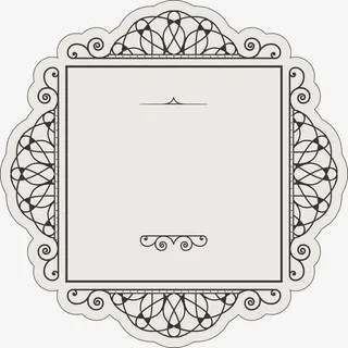 欧式米色花纹边框免抠