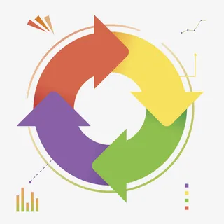 四色箭头圆环图标免抠