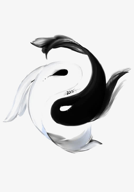 创意鱼形太极八卦免抠