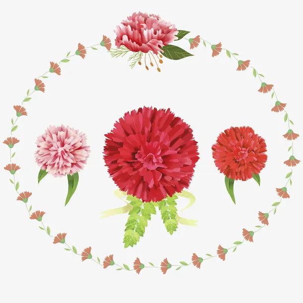 红色康乃馨矢量插画免抠