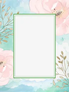 夏日植物手绘水彩边框免抠