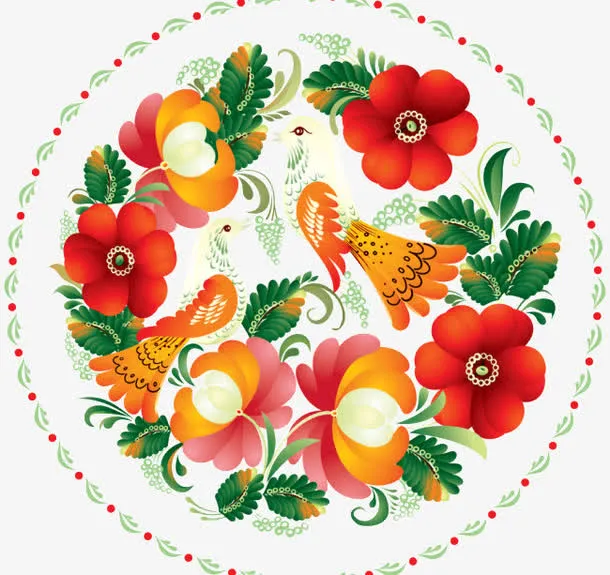 手绘花纹免抠