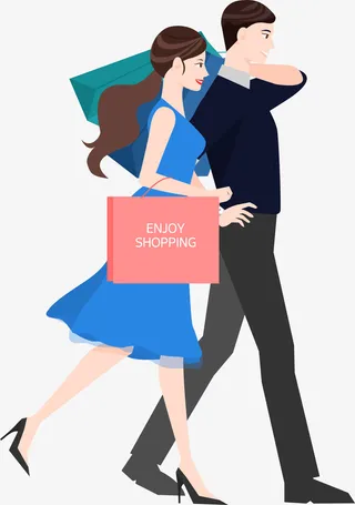 情人节购物的情侣免抠