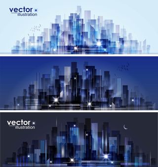 城市建筑剪影背景模板高清