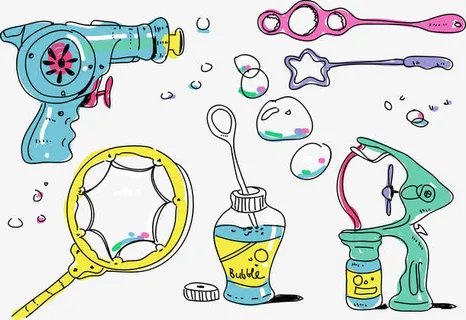 彩绘水枪吹泡泡免抠 彩绘水枪吹泡泡免抠