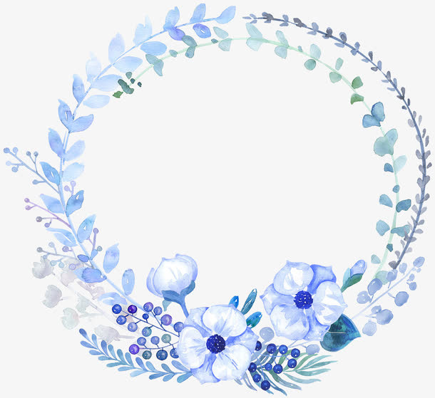 浅蓝色的花圈免抠