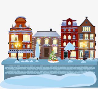 卡通雪地小屋免抠