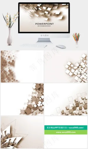 蓝金属科技PPT模板灰色营销PPT模板预览图