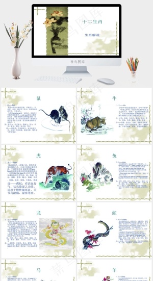 十二生肖介绍PPT模板白色PPT模板白色PPT模板