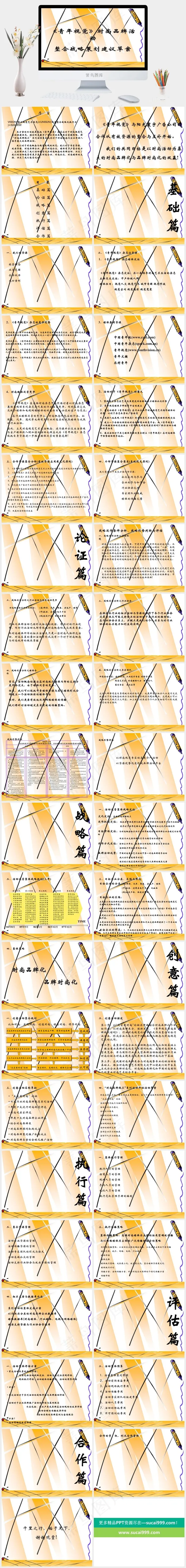 《青年视觉》合作活动策划图片白色营销PPT模板