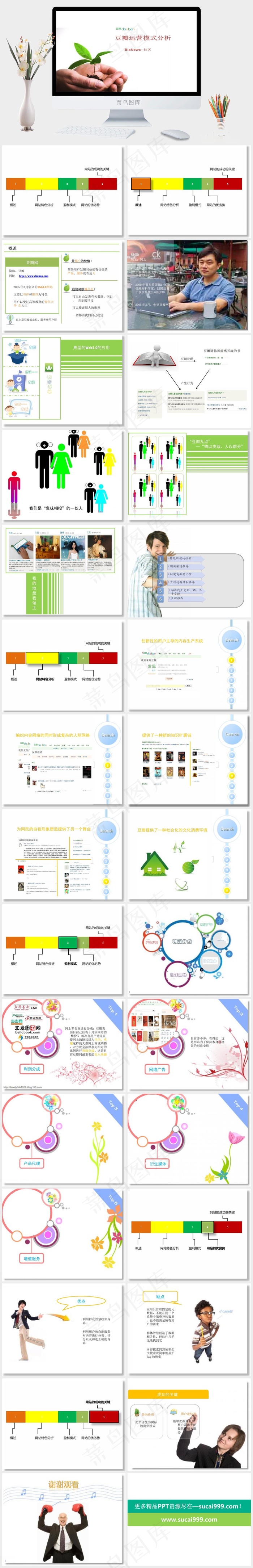 豆瓣网运营模式分析白色简洁素雅PPT模板白色简洁素雅PPT模板