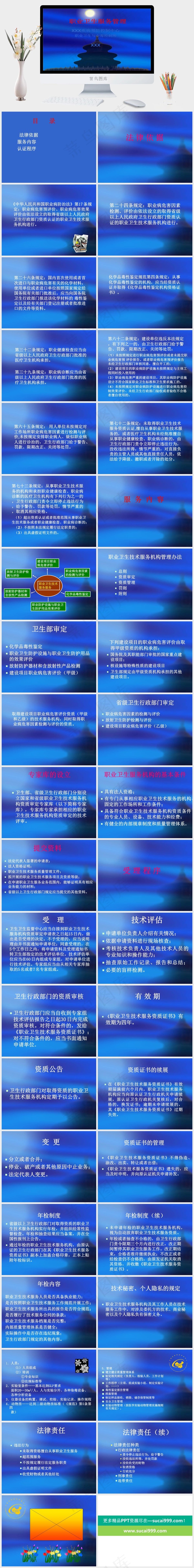 职业卫生服务管理图片蓝色简洁PPT模板