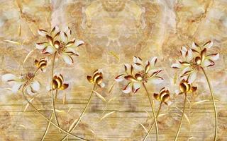 金色荷花壁画背景墙图片